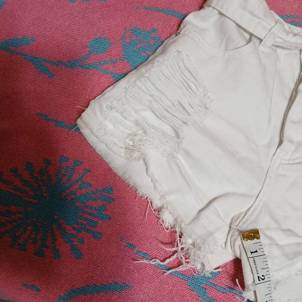 Alexander wang womens size 25 hi waist bite cut jeans shorts white frayed - Picture 2 of 8